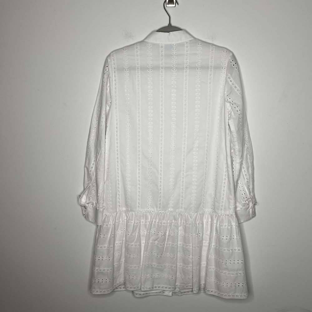 Draper James Dress Womens 4 White Eyelet Shirt Dress Long Sleeve Lined DRW0642 - Picture 10 of 13